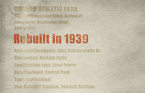 Durham Athletic Park Reconstruction Info